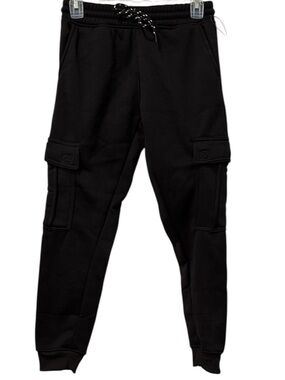Hype Black Relaxed Fit Cargo Sweatpants - Size Medium